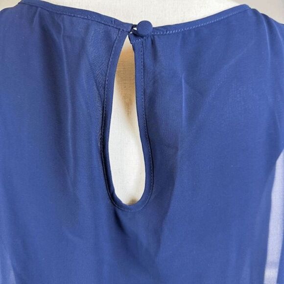 Aidan Mattox Blouson Mini Dress with Sequin Skirt Navy Blue Stretch Size 10 - Picture 7 of 15